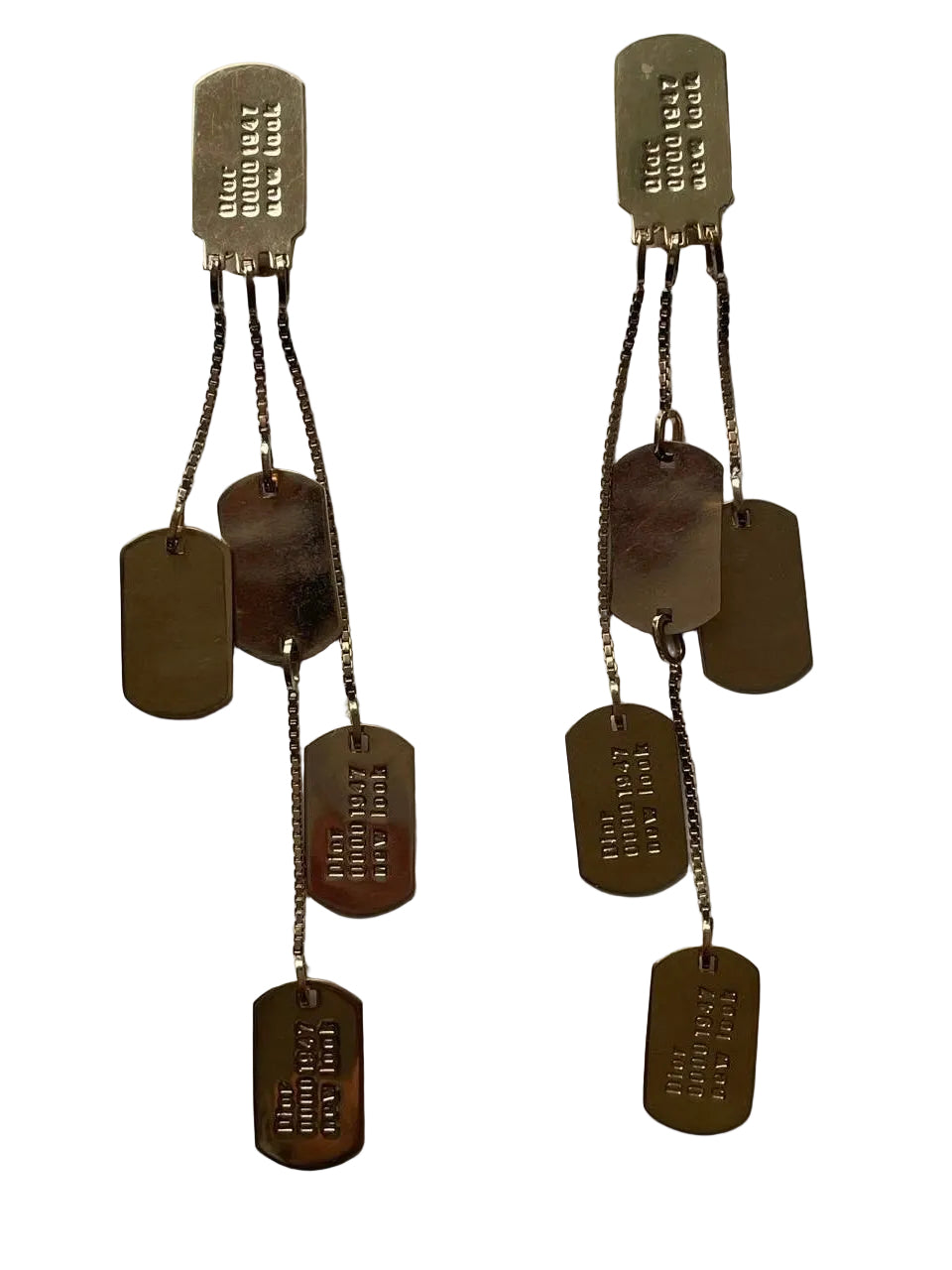 Dior Galliano Dog Tag Earrings