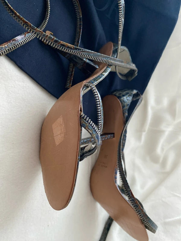 Dior Snakeskin Zip Asymmetric Heels Brand New - 36