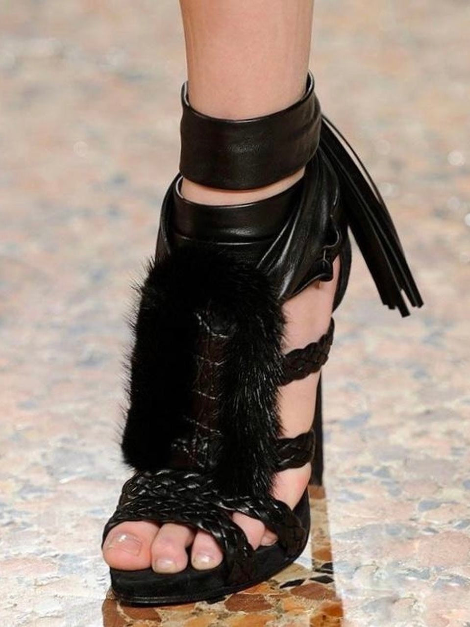 Emilio Pucci Fur Gladiator Heels - 38