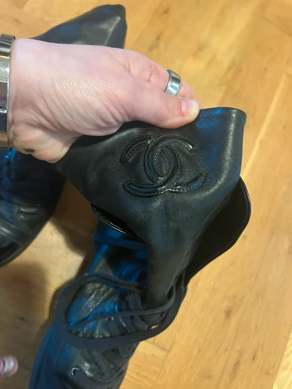 Chanel Lace Up Ankle Moto Boot - 40