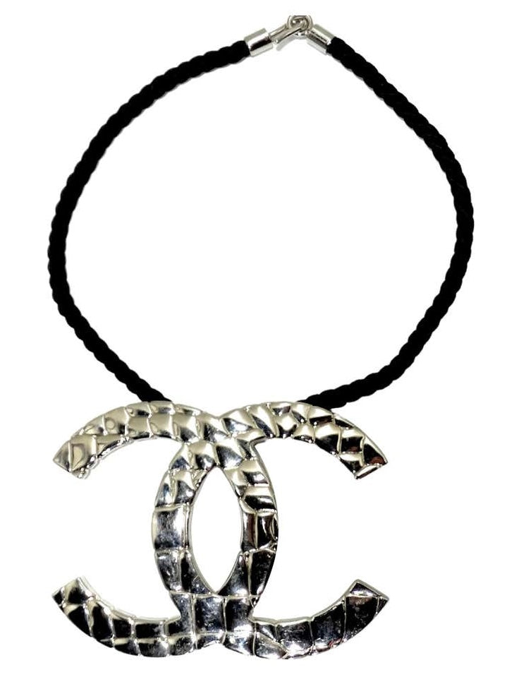 Chanel Croc Steel Silver Rope Choker Necklace