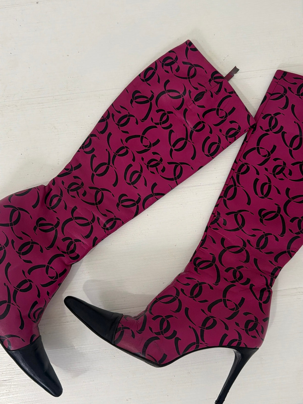 Chanel CC Logo Knee High Boots - 39.5
