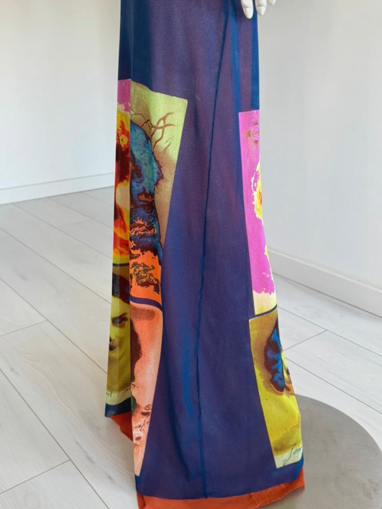 Jean Paul Gaultier Soleil S/S 2002  “Portraits” Faces Mesh Maxi Dress - M/L