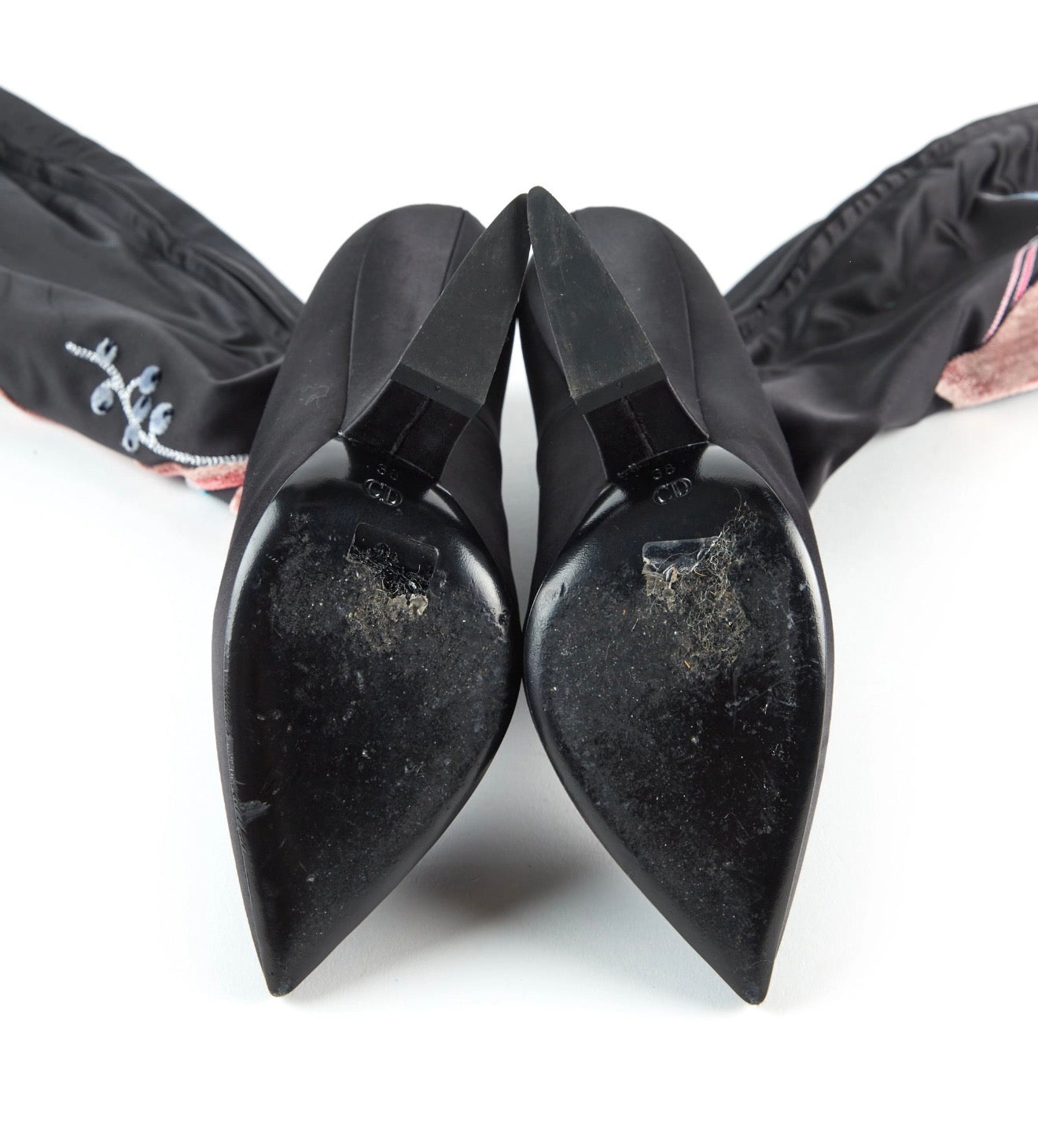 Dior Satin Embroidered Boots - 38