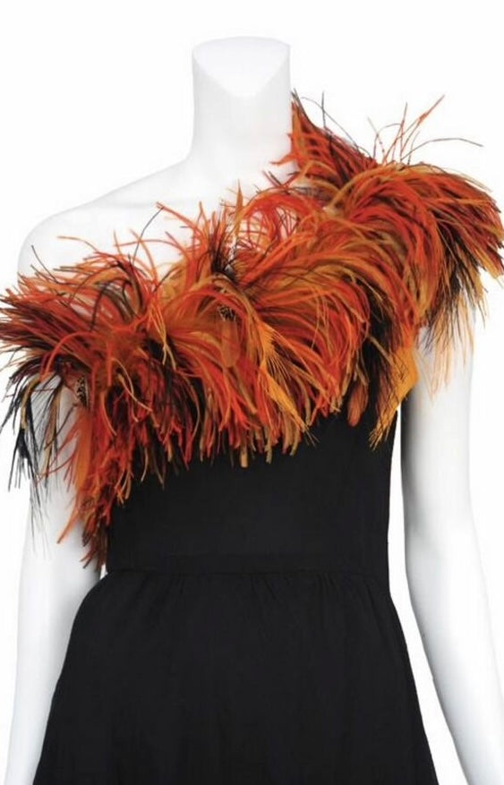 Yves Saint Laurent 1993 Ostrich Feather Disco Gown Brand New - S