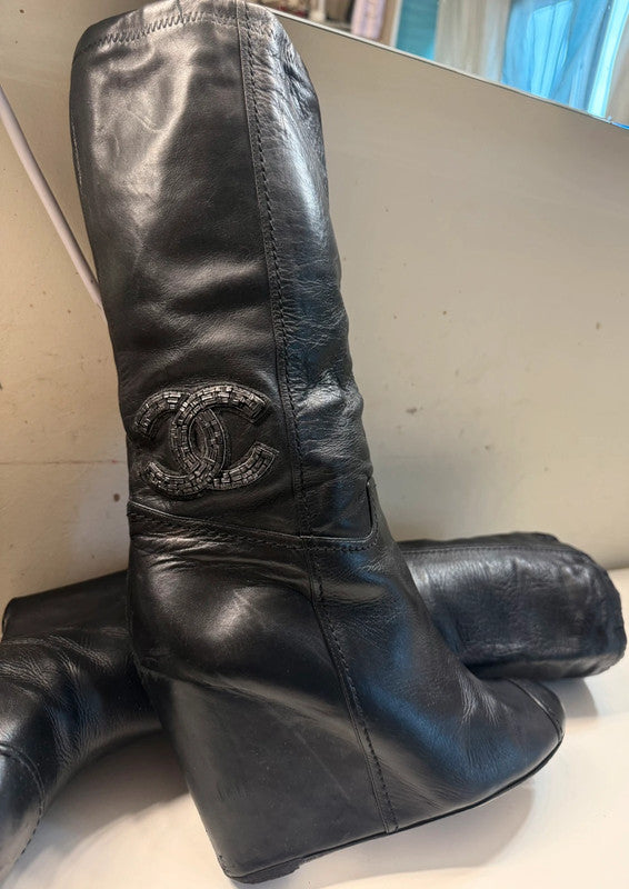 Chanel CC Logo Diamanté Boots - 39