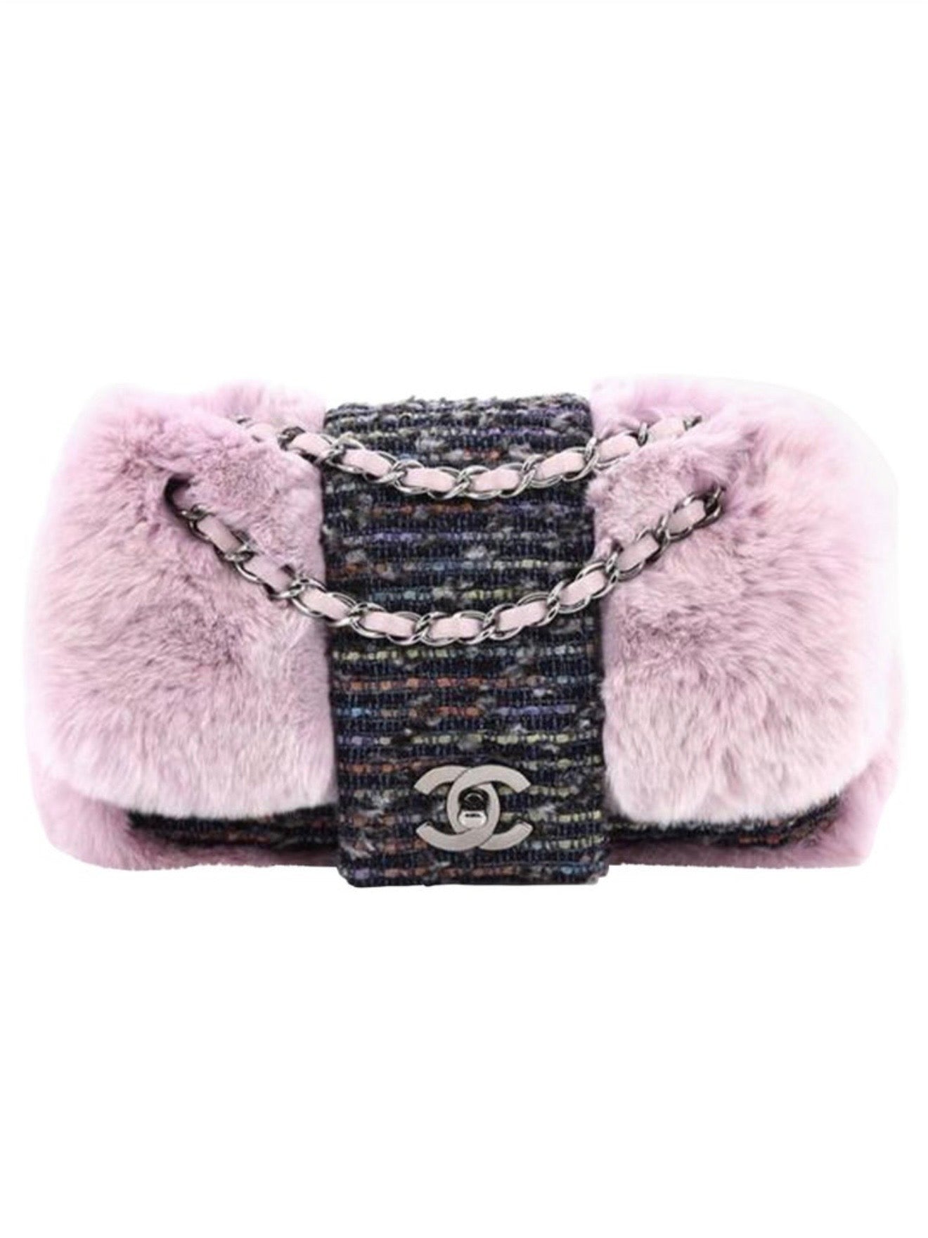 Chanel Fantasy Fur and Tweed Mini Classic Flap Bag