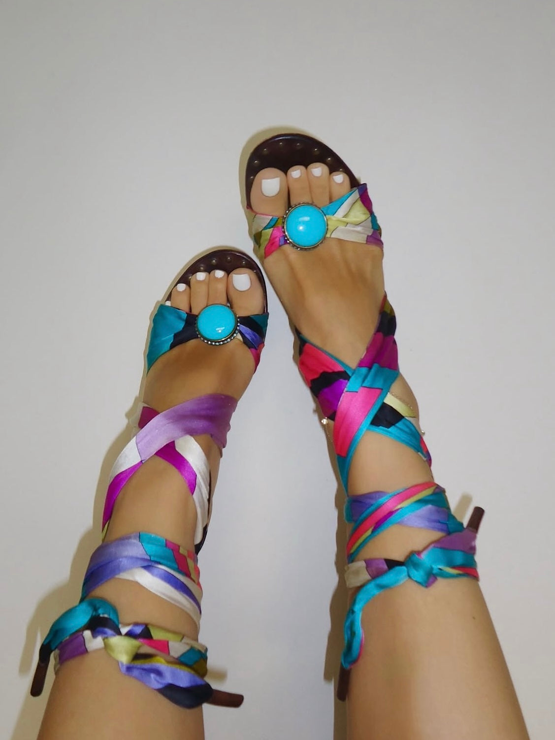 Emilio Pucci Tie Up Lace Wedge Heels - 38
