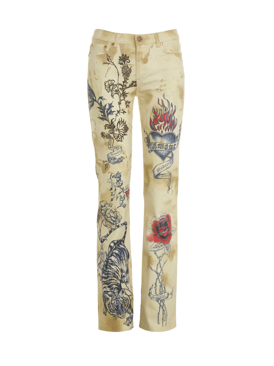 Roberto Cavalli Tatoo Print Jeans - M