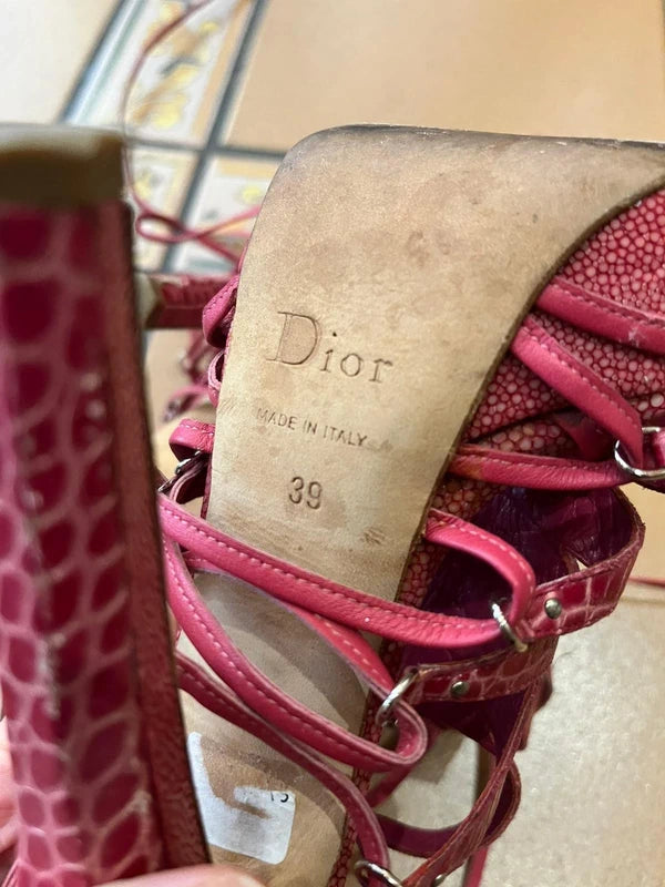 Dior 2009 Alligator Runway Heels in Pink - 39