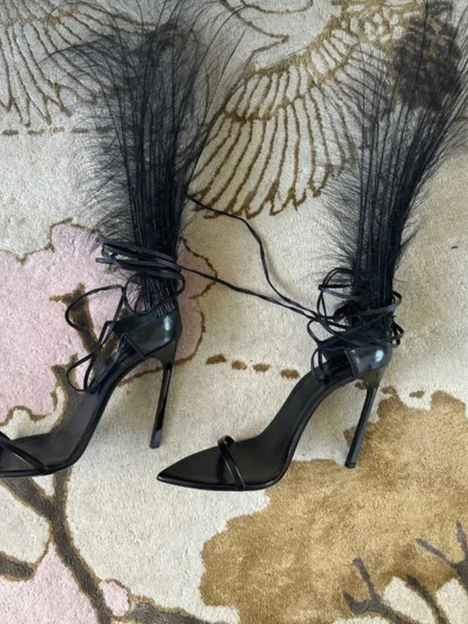 Saint Laurent Jamie Feather Heel Brand New - 41/41.5