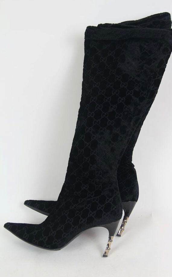 Gucci by Tom Ford GG Monogram Velvet Boots - 39/39.5