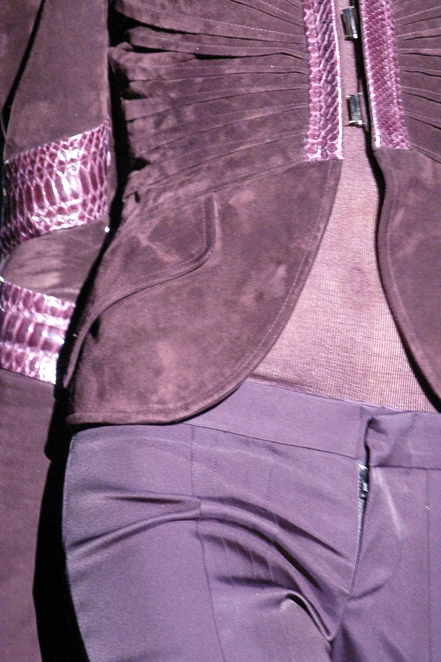 Gucci by Tom Ford S/S 2004 Python Suede Burgundy Jacket - S