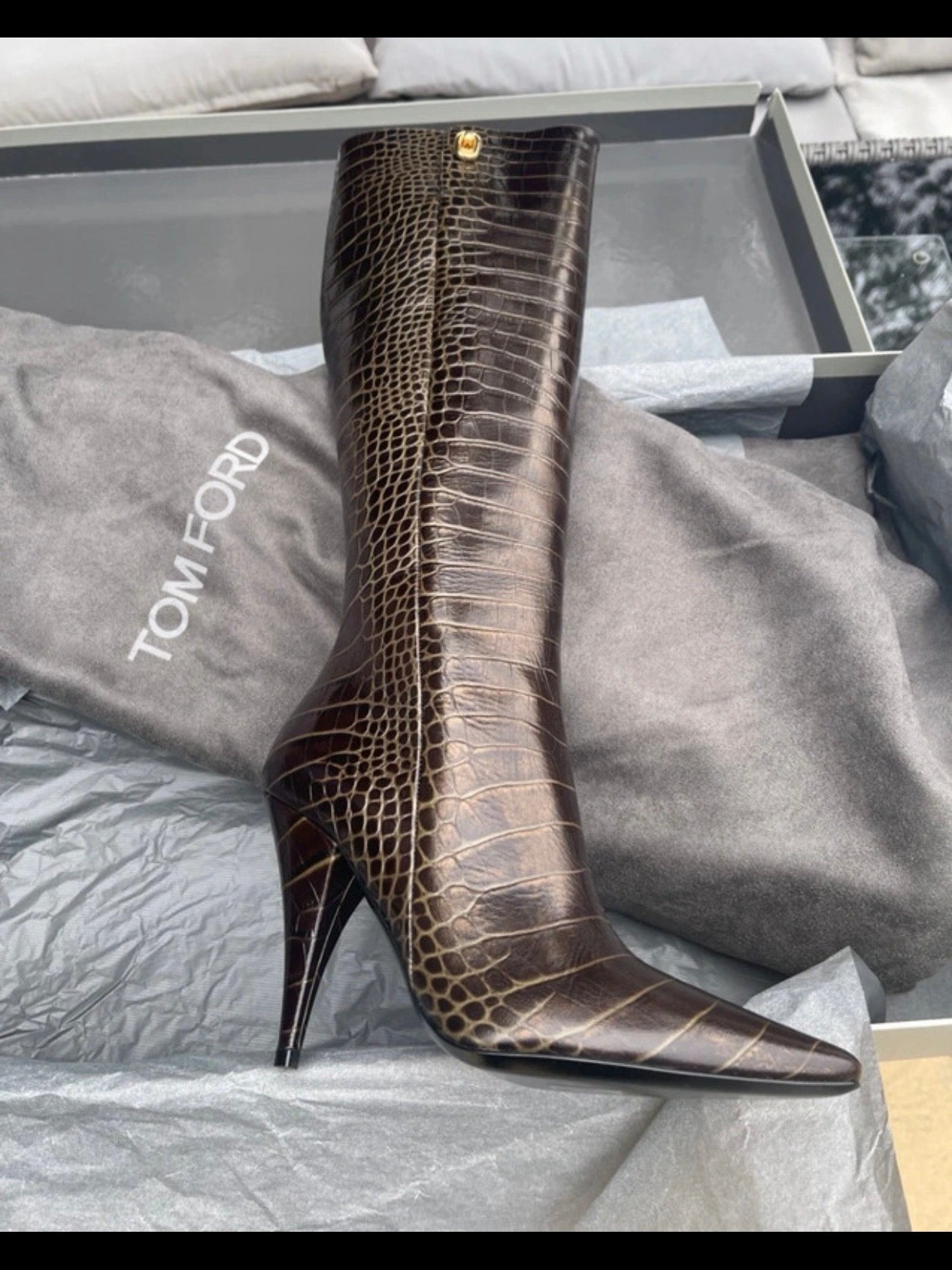 Tom Ford Croc Leather Boots Brand New - 37