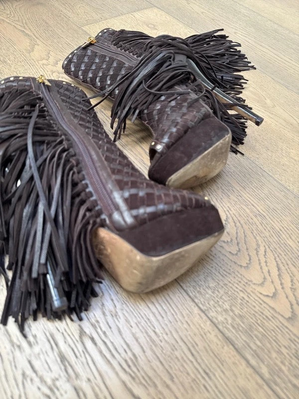 Jimmy Choo Suede Fringe Tassel Boots - 37