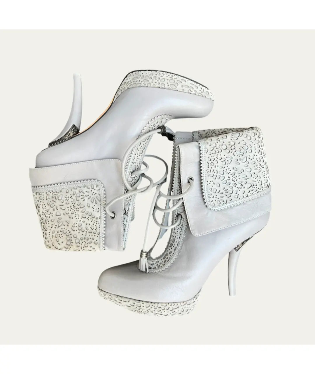 Dior by Raf Simons Leather Laser Cut Suede Ankle Boots - 38