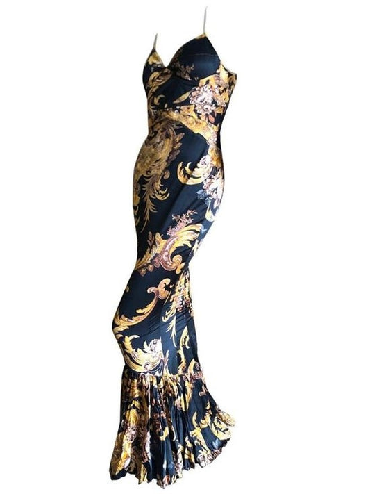 Cavalli Baroque Silk Dress Brand New - M