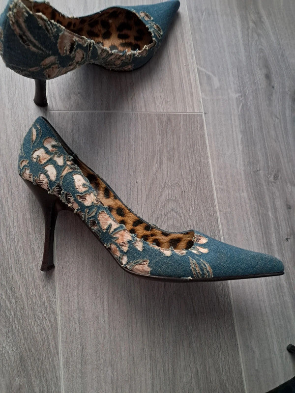 Roberto Cavalli Denim Heels - 39.5