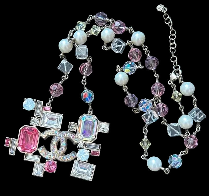 Chanel 2005 Baguette Crystal CC Necklace