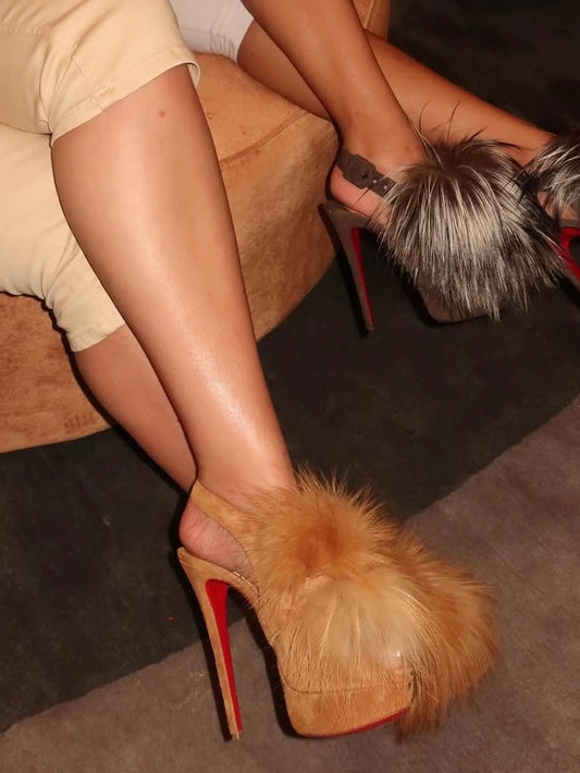 Christian Louboutin Fur Splash Heels Brand New - 39