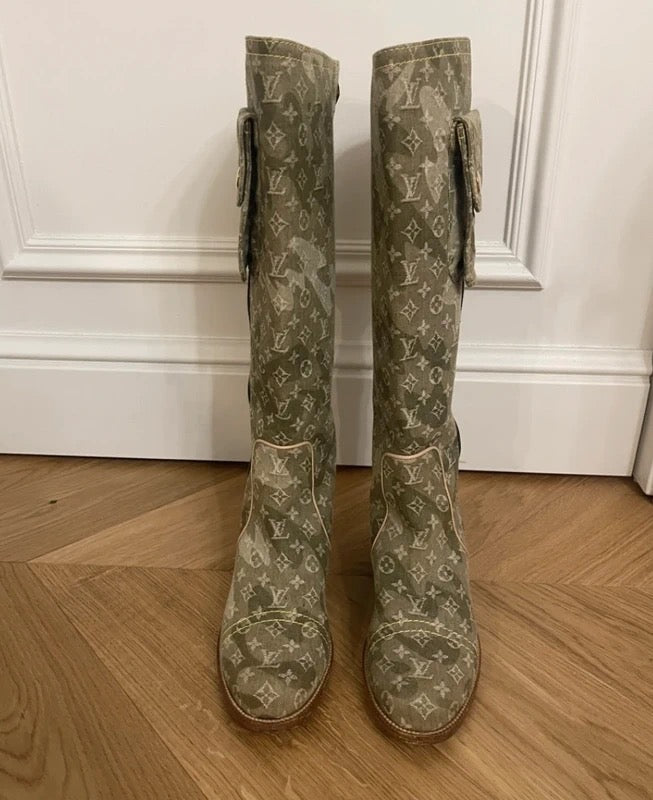 Louis Vuitton x Takashi Murakami Denim Monogram Boots - 37