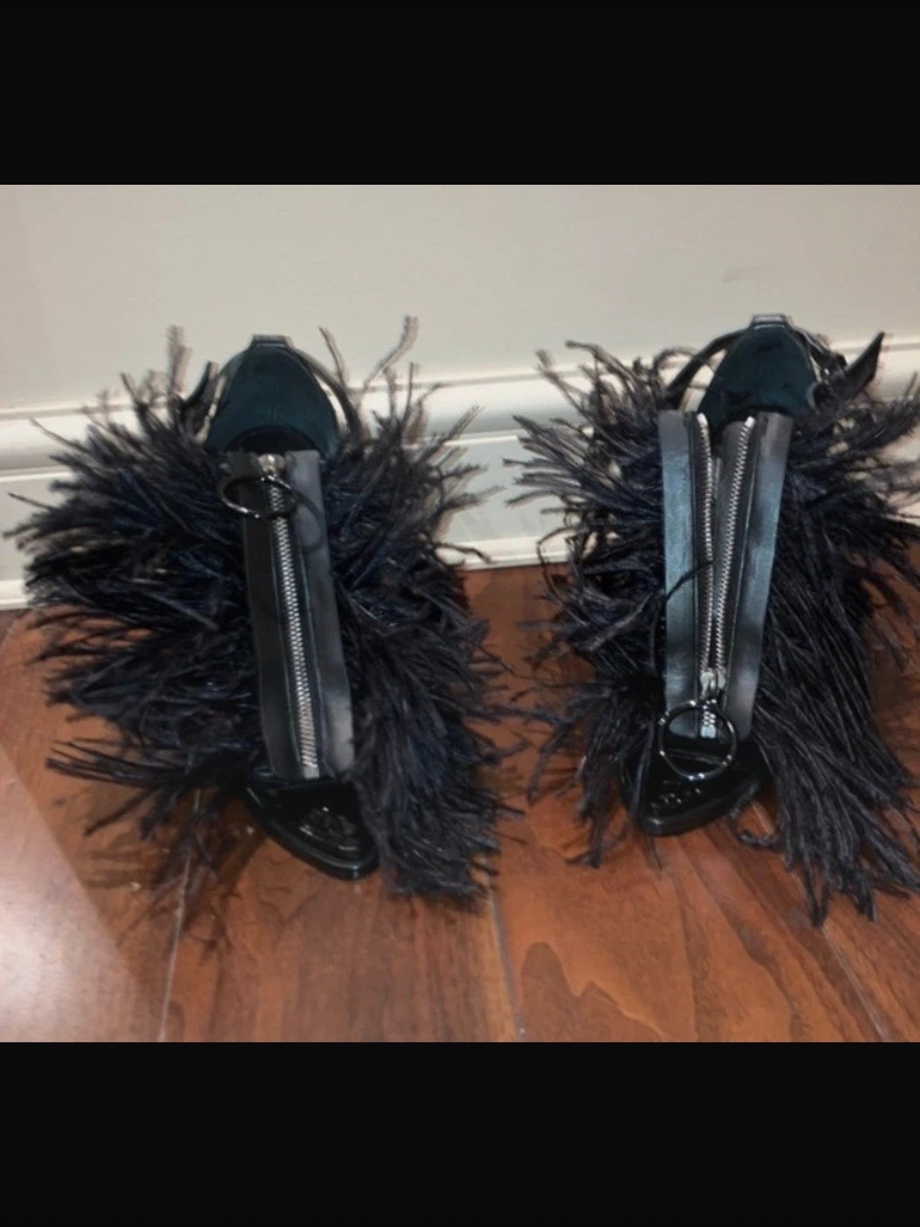 Givenchy by Riccardo Tisci Ostrich Feather Zip Heels Brand New - 38.5