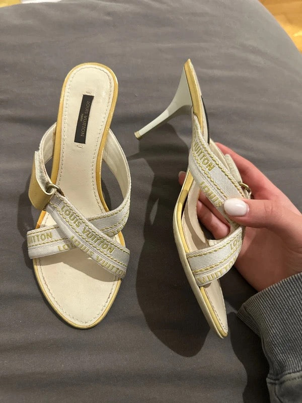 Louis Vuitton Logo Stap Mules - 37.5