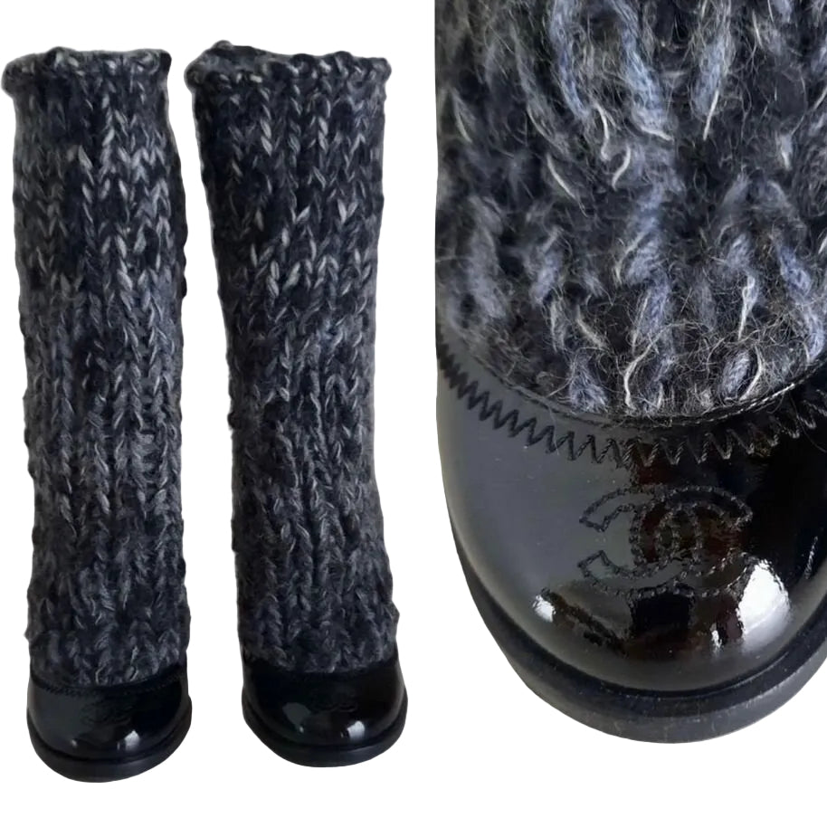 Chanel Knit Ankle Boots - 38