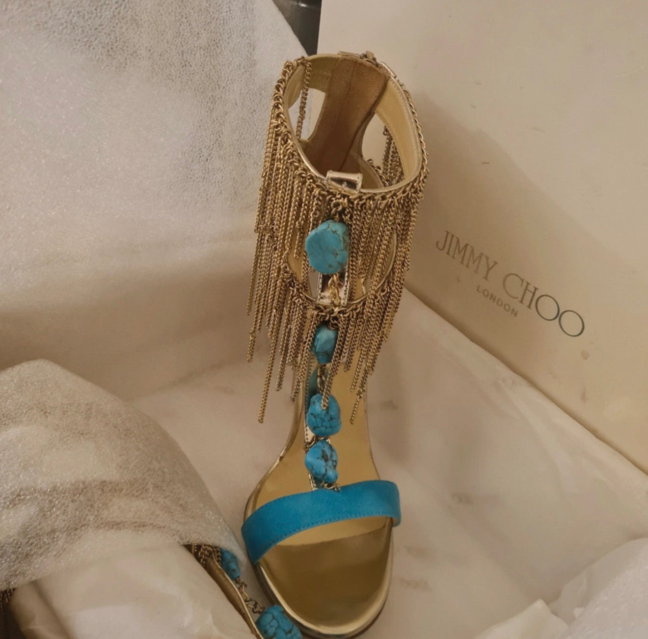 Jimmy Choo Limited Edition Gold Draped Heels - 39