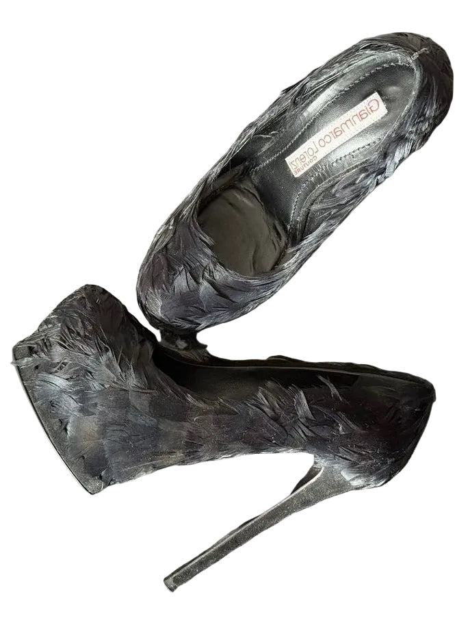 Gianmarco Lorenzi Feather Pump Heels - 37