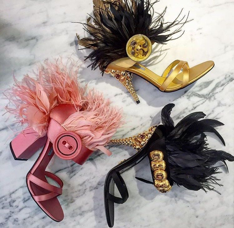 Prada Embellished Feather Heels - 37 + 38
