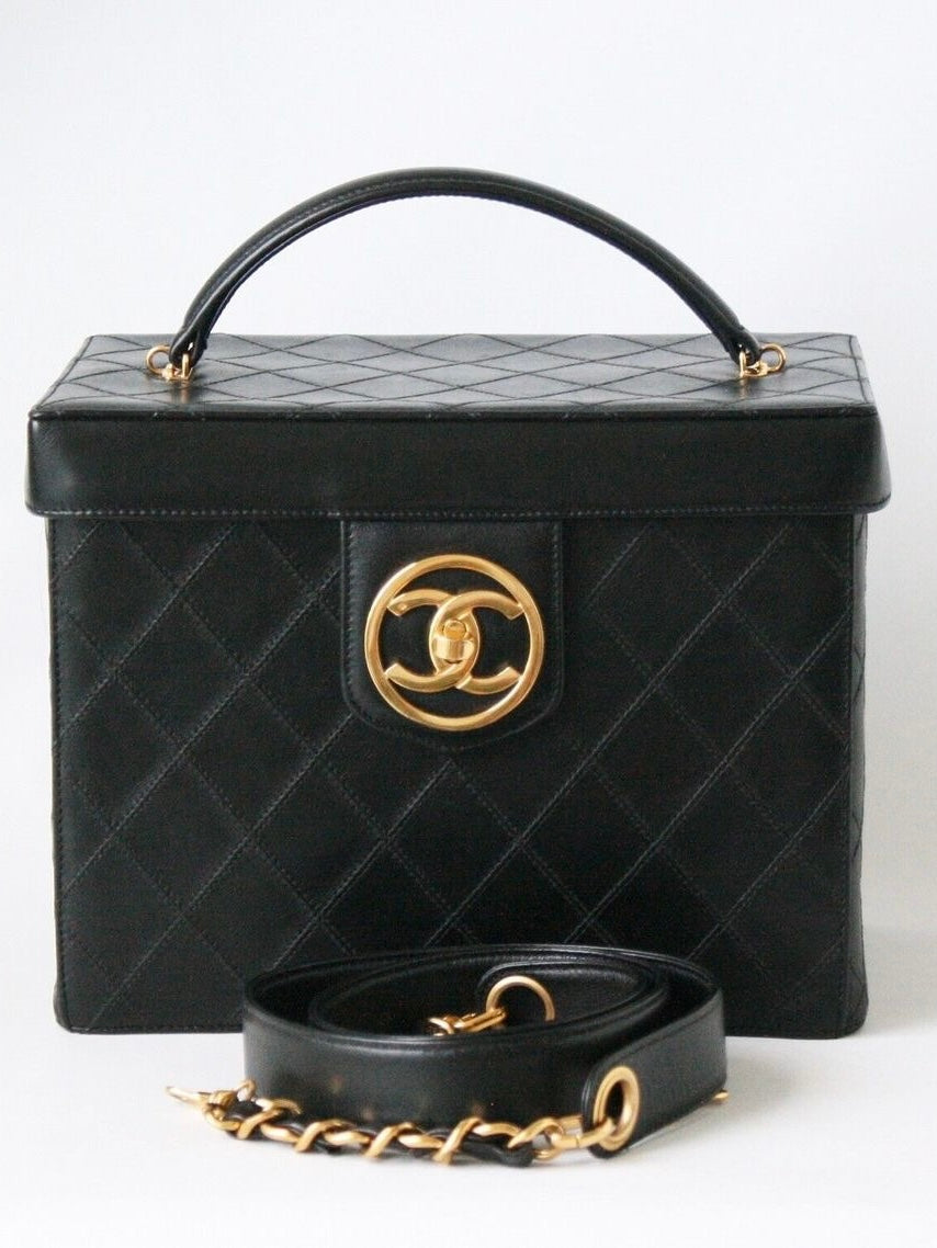 Chanel 1990s Quilted Vanity Box with Strap