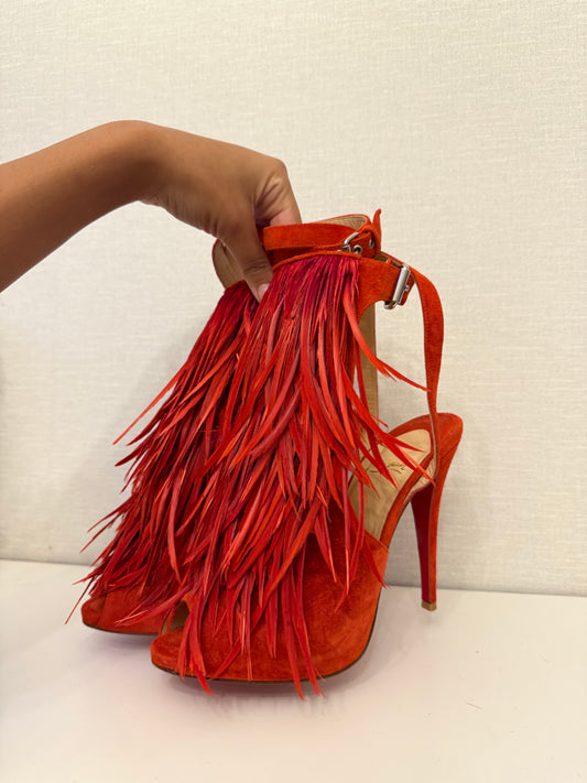 Christian Louboutin Feather Heels Red Brand New - 38