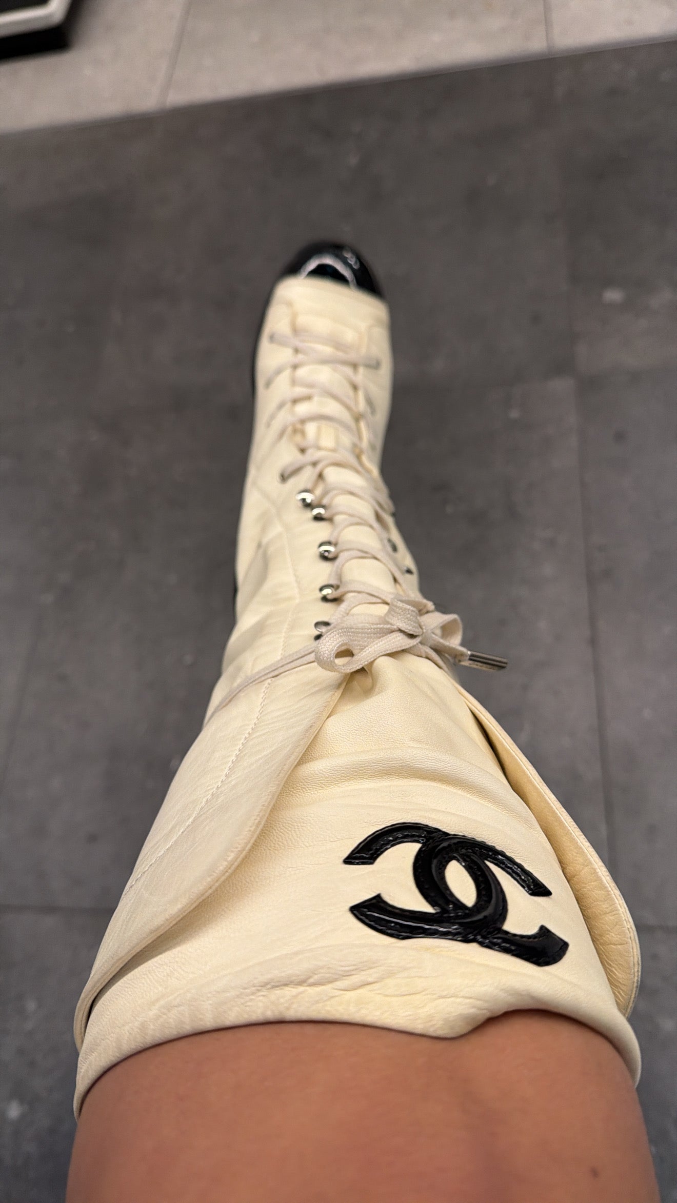 Chanel Lace Up Boots - 38