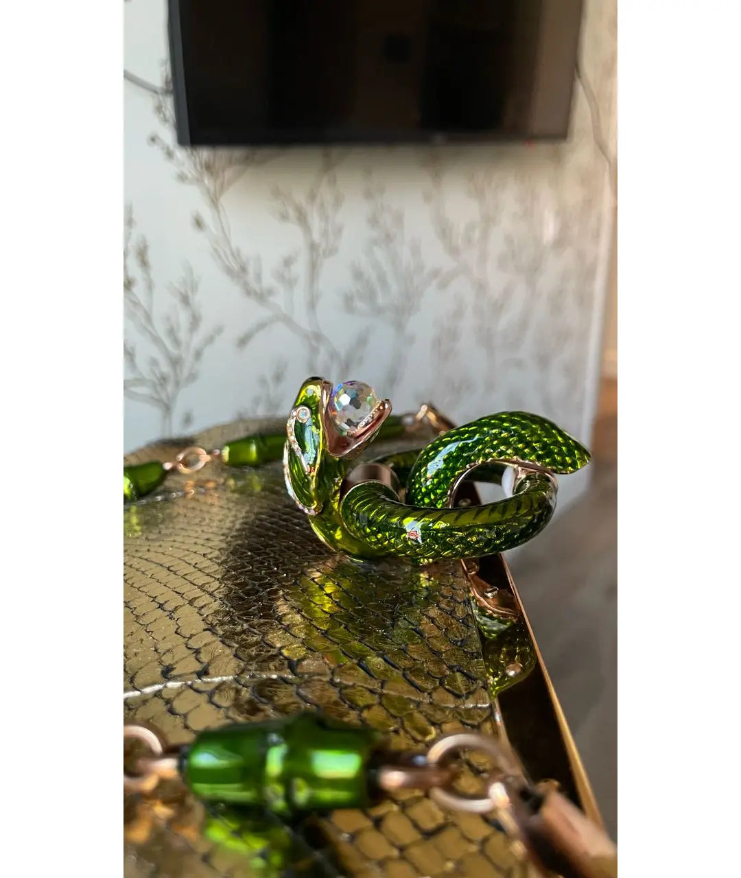 Gucci by Tom Ford 2004 Runway Gold Snake Skin Swarovski Bag
