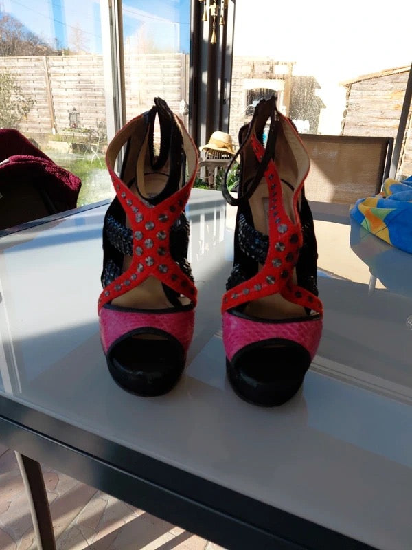 Jimmy Choo Python Wrap Platform Heels - 36,39+40