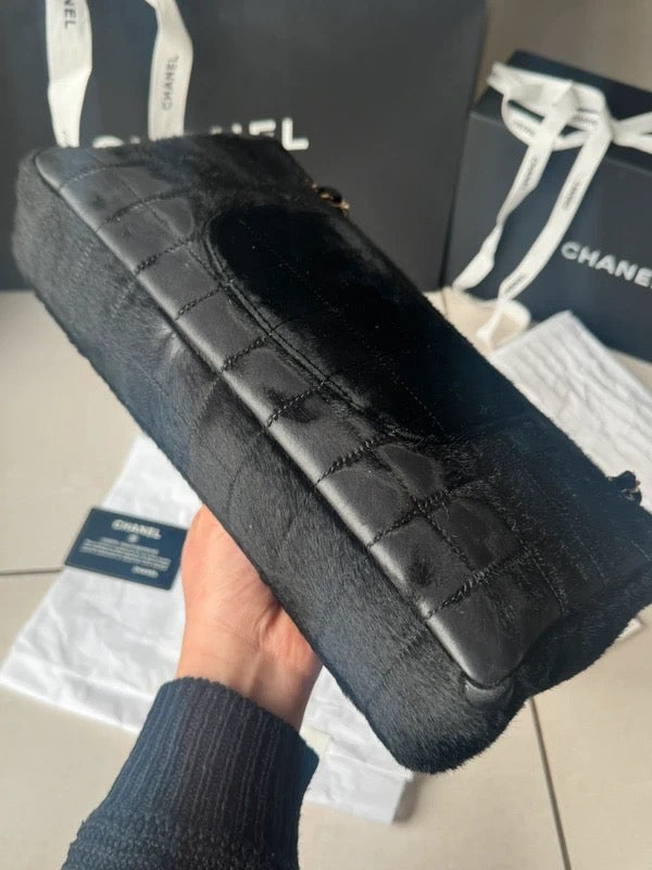Chanel Pony Hair & Velvet Chocolate Bar Flap Bag