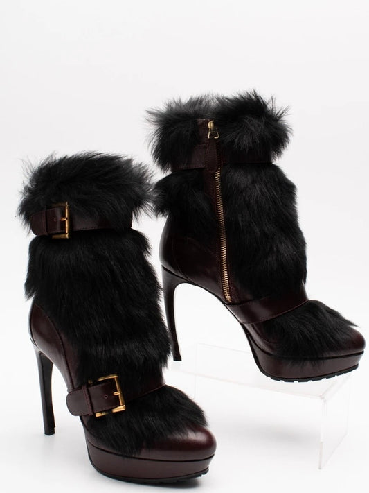 Alexander McQueen Fur Ankle Boots - 36.5