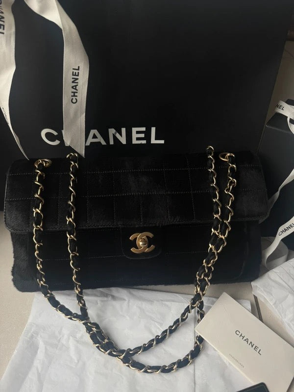 Chanel Pony Hair & Velvet Chocolate Bar Flap Bag
