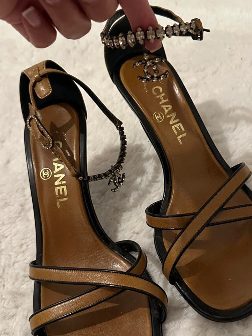 Chanel Charm Rhinestone Heels - 38.5