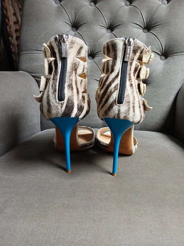 Jimmy Choo Python and Pony Hair Gladiator Heels - 37, 38.5 + 39