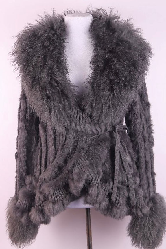 Dolce & Gabbana Charcoal Virgin Wool & Tibetan Lamb Fur Jacket - S