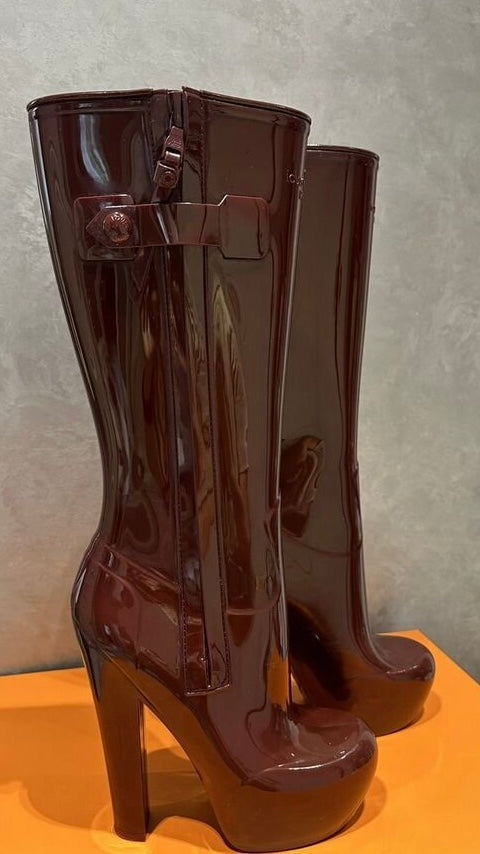 Louis Vuitton by Marc Jacobs Fetish Rubber Rain Boots Burgundy - 39