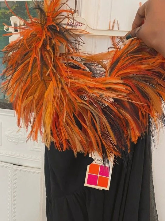 Yves Saint Laurent 1993 Ostrich Feather Disco Gown Brand New - S