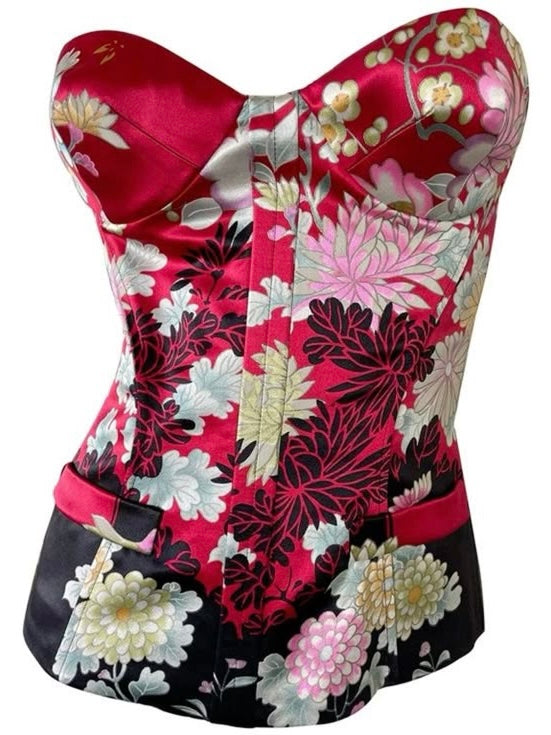 Roberto Cavalli 2008 Floral Silk Corset - S