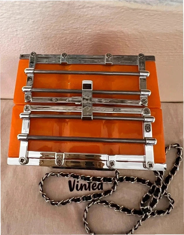 Chanel Clutch Paris-hamburg Lucite Shipping Container Collectors Bag