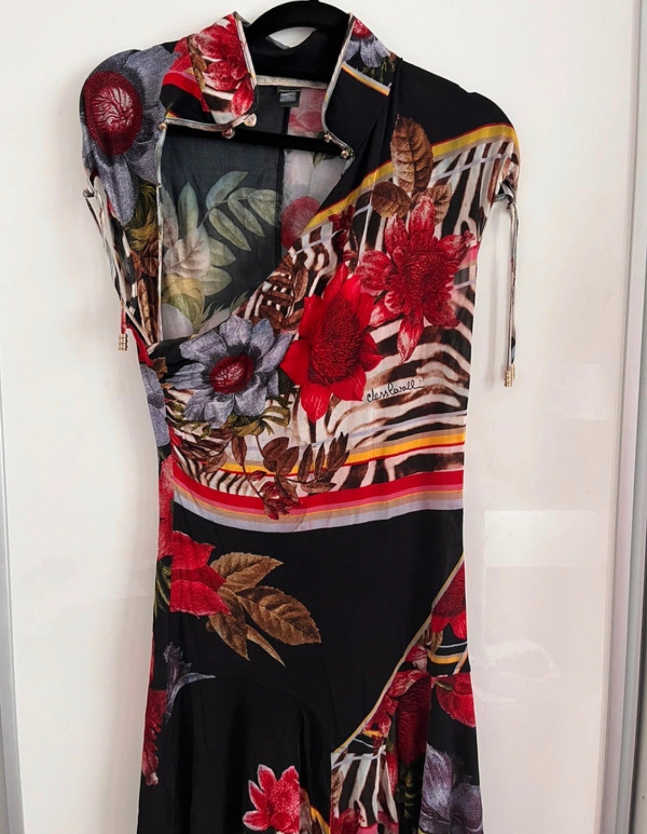 Cavalli Zebra Cheongsam Mini Dress - M