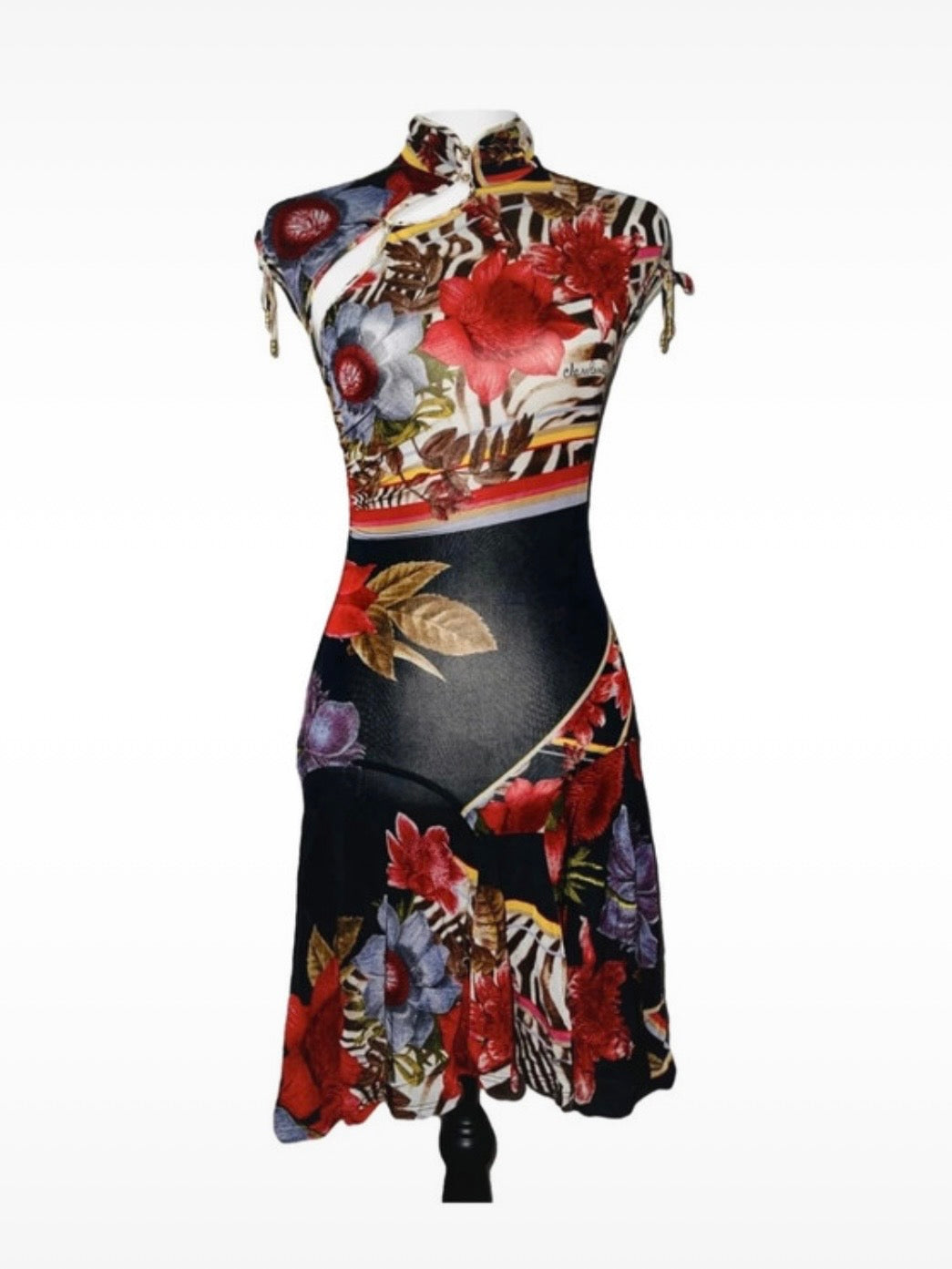 Cavalli Zebra Cheongsam Mini Dress - M
