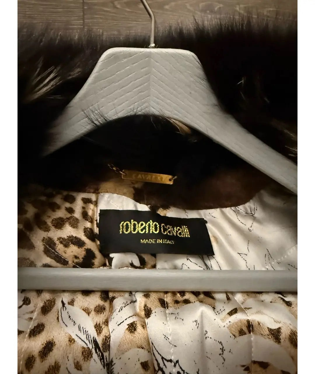 Roberto Cavalli Sheepskin with Fox Fur Trim Coat - S