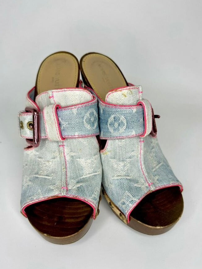 Louis Vuitton Denim Clog Heel - 37.5/38